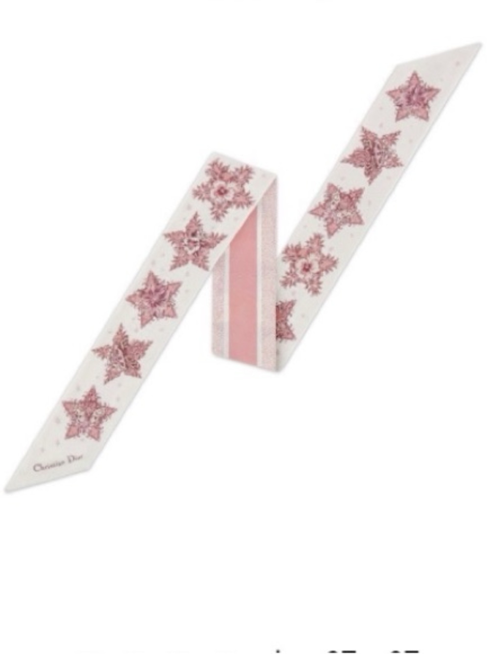 CHRISTIAN DIOR NWT Lucky Star Silk Mitzah Scarf Twilly Twill Pink White